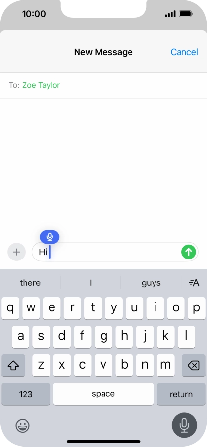 Press the microphone icon to end dictation.