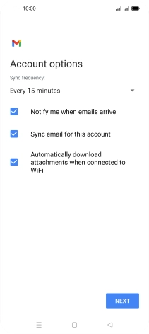 If this screen is displayed, you email account has been recognised and set up automatically. Follow the instructions on the screen to key in more information and finish setting up your phone.