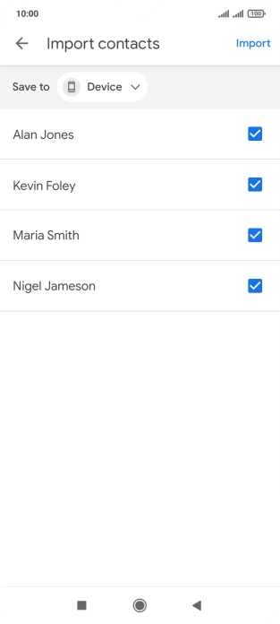 Press the fields next to the required contacts to select them. Press the fields next to the required contacts to select them.