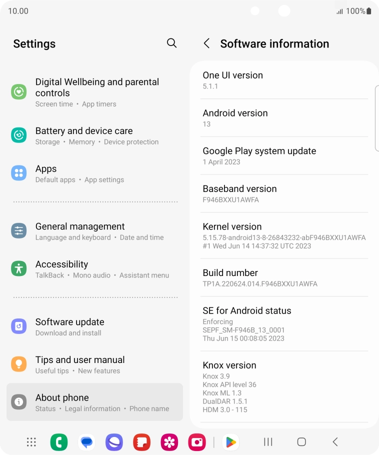 Your phone's software version is displayed below Android version.