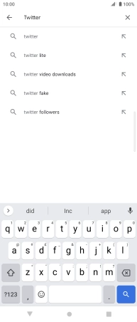 Key in Twitter and press the search icon. Key in Twitter and press the search icon.