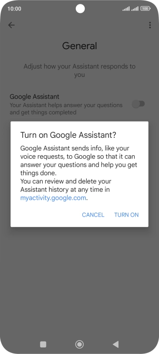 If you turn on the function, press TURN ON.