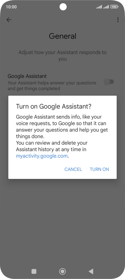 If you turn on the function, press TURN ON.