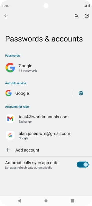 Press the required email account.