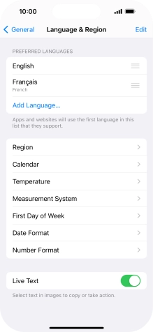 To subsequently select another language as the default language, press the move icon next to the required language and drag it to the top of the list.