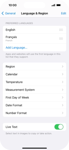 To subsequently select another language as the default language, press the move icon next to the required language and drag it to the top of the list.