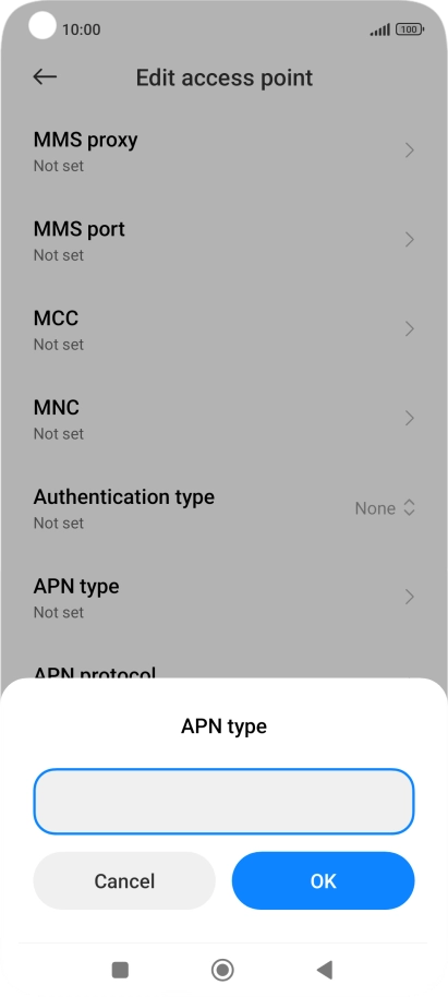 Key in default and press OK. Key in default and press OK.