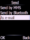 Select As e-mail and press the Left selection key.