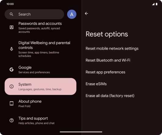 Press Reset mobile network settings and follow the instructions on the screen to reset the mobile network settings.