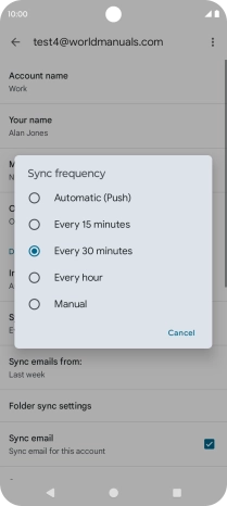 Press the required setting.