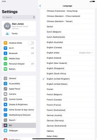 Press the required language.