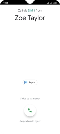 Press and drag the accept call icon upwards.