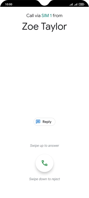 Press and drag the accept call icon upwards.
