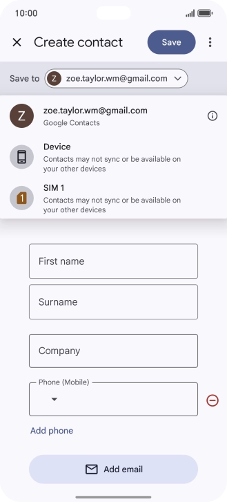 Press the required Google account. Press the required Google account.