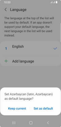 To select the new language as the default phone language, press Set as default.