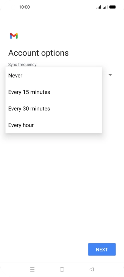 Press the required setting.