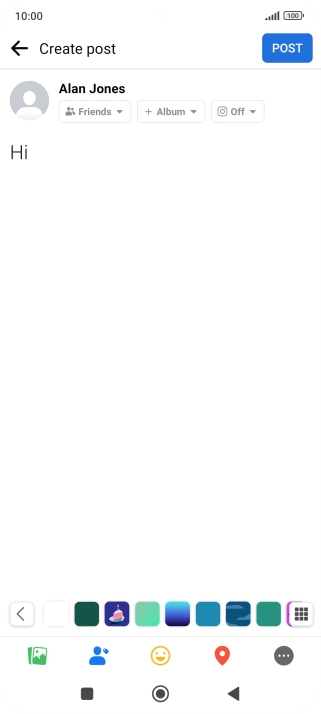 Write the required text and press POST. Write the required text and press POST.