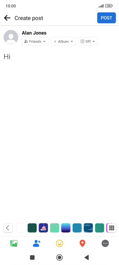 Write the required text and press POST. Write the required text and press POST.