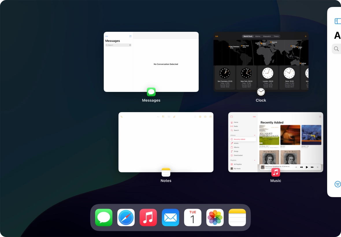 Press the required application.