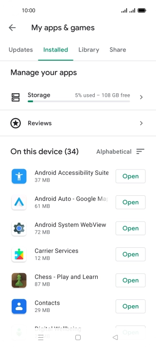 Press the required app.
