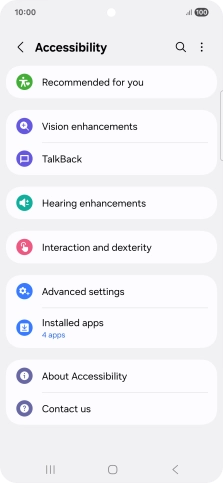 Press Vision enhancements and follow the instructions on the screen to select the required settings.