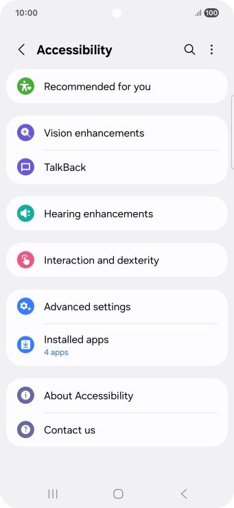Press Vision enhancements and follow the instructions on the screen to select the required settings.