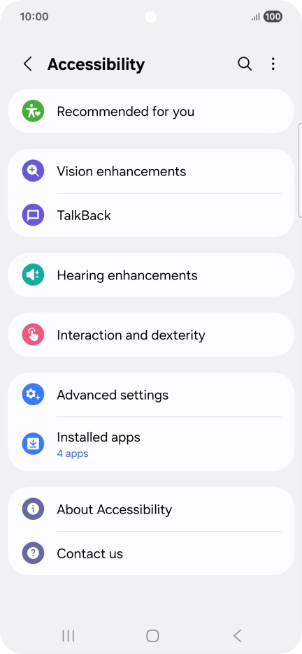 Press Vision enhancements and follow the instructions on the screen to select the required settings.