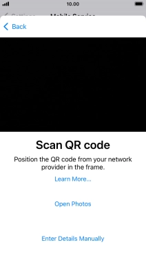 Place the QR code you've received inside the phone camera frame to scan the code. If you’ve deleted your eSIM, you can re-add it using your existing QR code. If you’re having problems, see our FAQ.