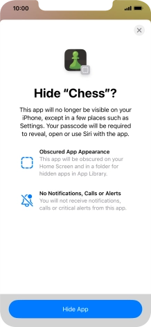 Press Hide App.