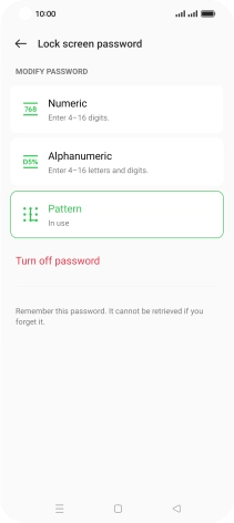 Press Turn off password.
