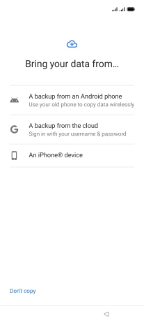 Press the required setting and follow the instructions on the screen to transfer the content from another phone.