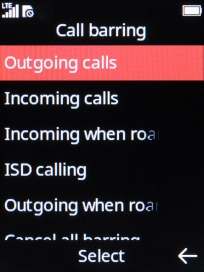 Select the required barring type.
