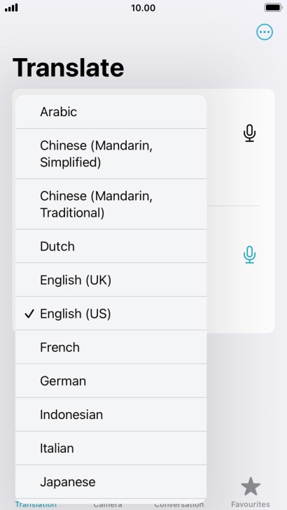 Press the required source language.