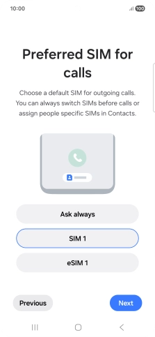 Press the required setting.