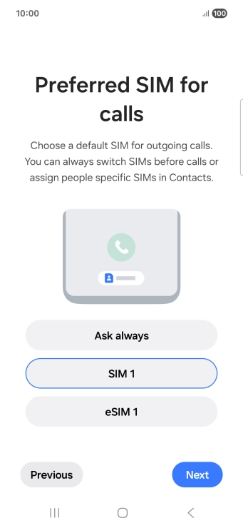 Press the required setting.
