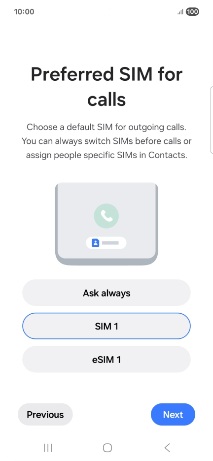 Press the required setting.