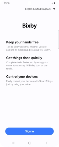 Press Sign in and follow the instructions on the screen to log on to your Samsung account.