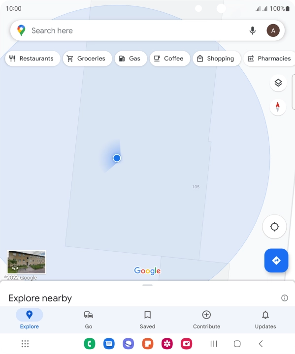 Press the search field and key in the required destination.