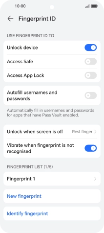 Press the required settings.