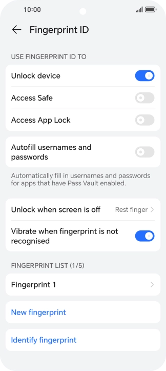 Press the required settings.
