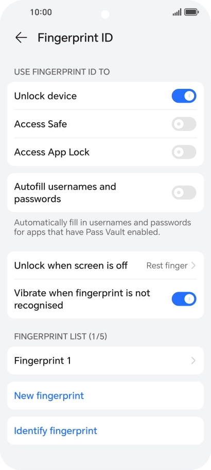 Press the required settings.