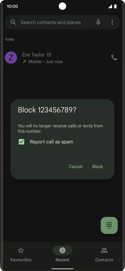 To report the number as spam, press the field next to To report the number as spam, press the field next to