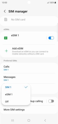 Press the required setting.