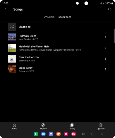 Press the required audio file.