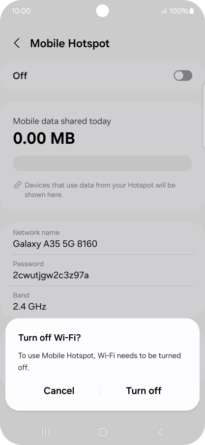 Press Turn off. Press Turn off.