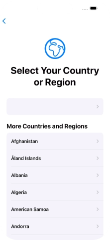 Press the required country or area. Press the required country or area.
