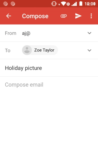 Press the text input field and write the text for your email message.