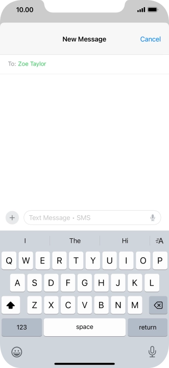 Press the microphone icon and say the required text.