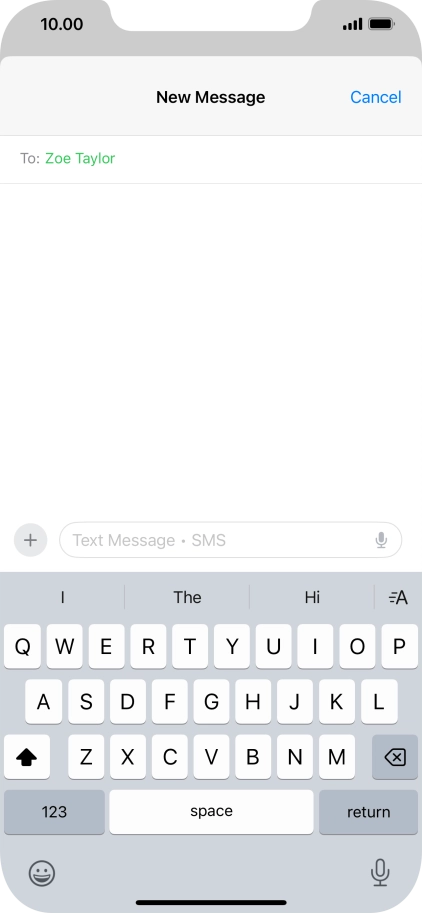 Press the microphone icon and say the required text.