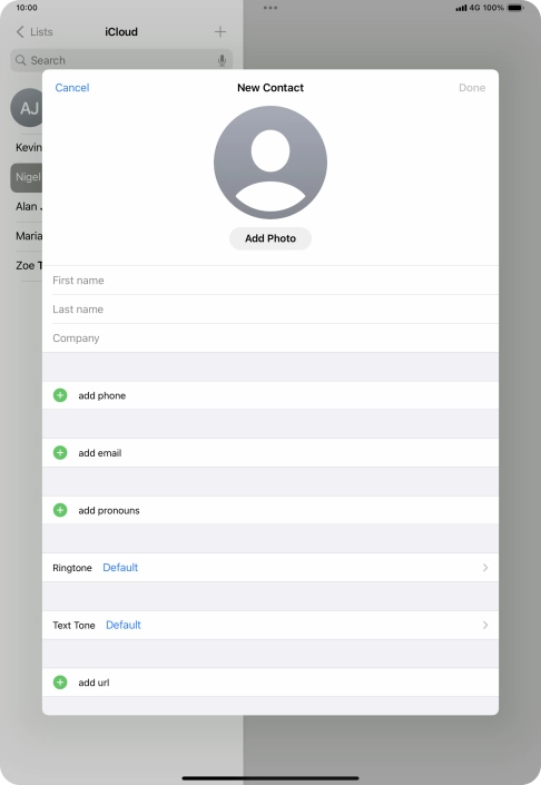 Press First name and key in the first name.